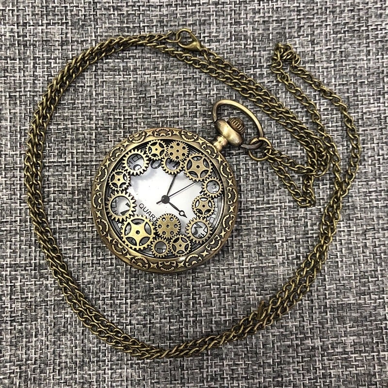 Kabatas pulkstenis ar atveramu vāciņu, retro stilā, kvarta mehānisms, sakausējuma korpuss, kulona dizains, skolēniem un bērniem
