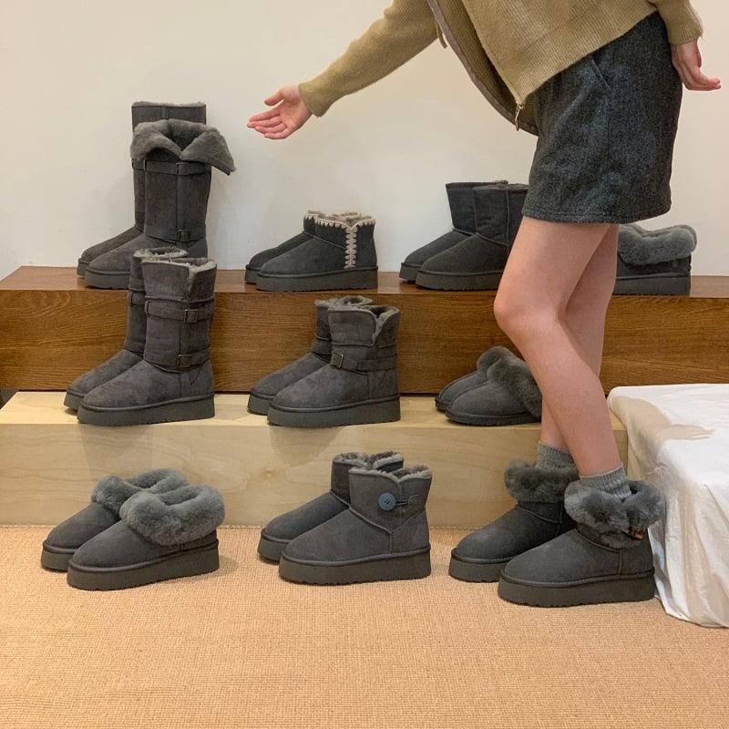 Moteriški odiniai sniego batai su storesne padu, vilnos-kašmyro vidinė danga, gilus įėjimas, žemas siluetas