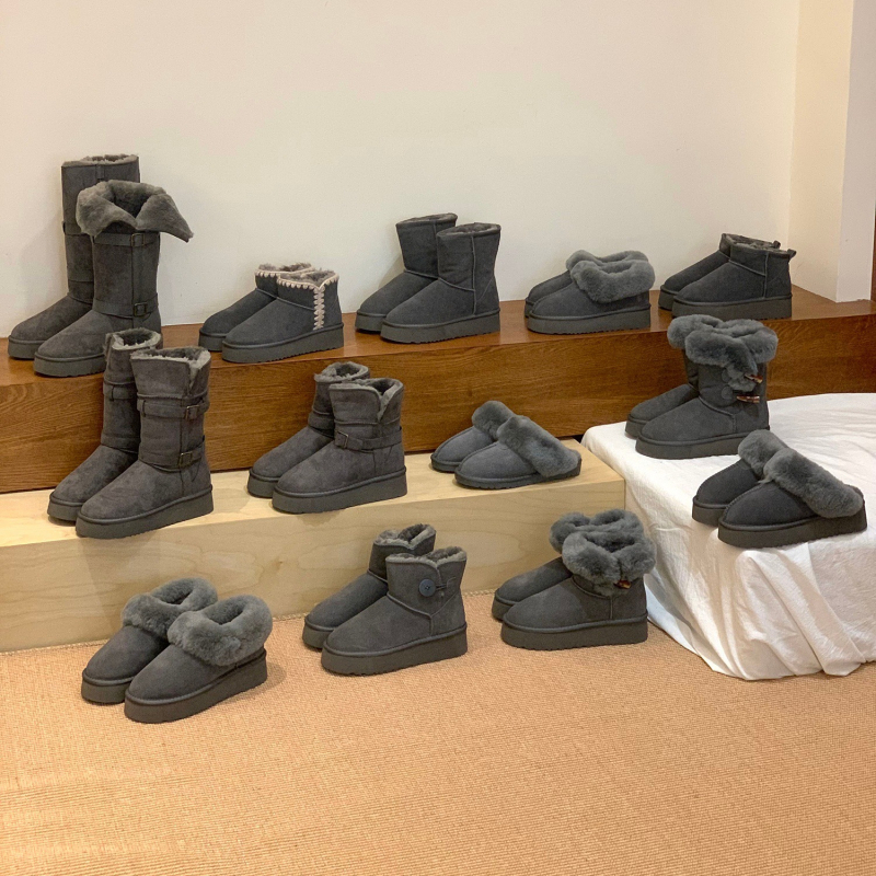 Moteriški odiniai sniego batai su storesne padu, vilnos-kašmyro vidinė danga, gilus įėjimas, žemas siluetas