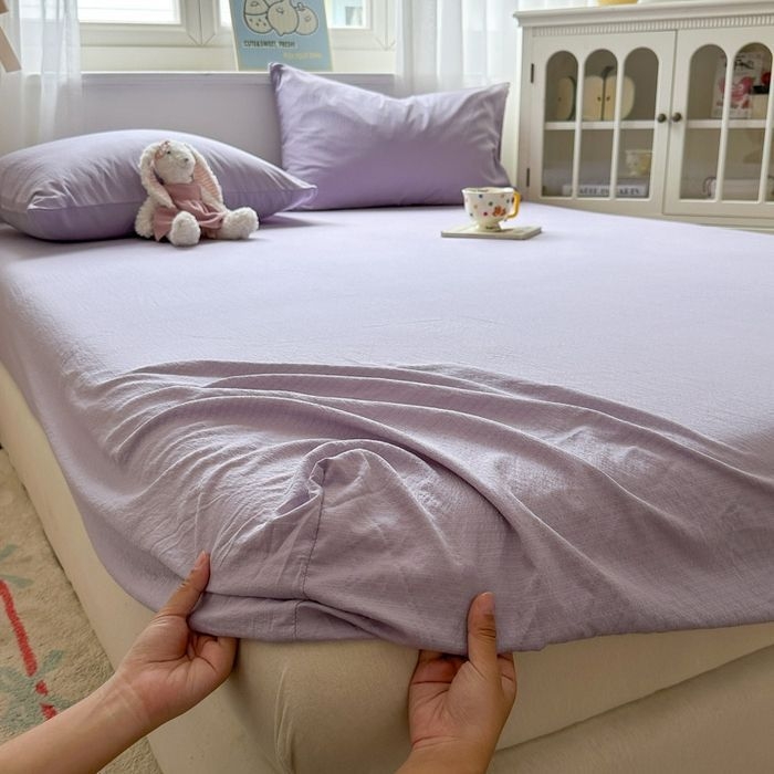 Set posteljine od dvostruko guste gaze – tri komada, od ice silk, twill tkanina, bojenje vlaknima, ekološki prihvatljivo bojanje, prugasti uzorak, hotelski stil