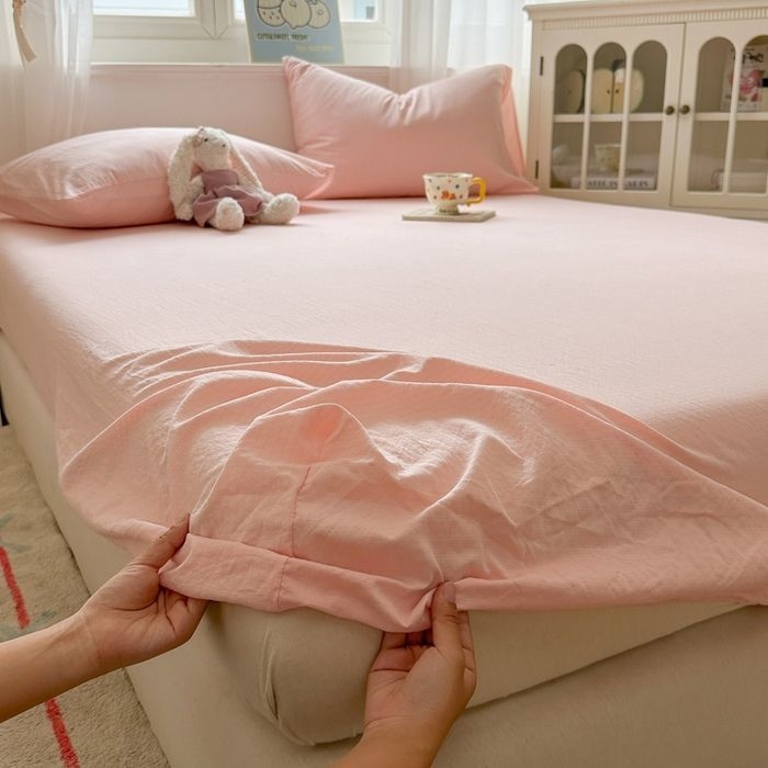 Set posteljine od dvostruko guste gaze – tri komada, od ice silk, twill tkanina, bojenje vlaknima, ekološki prihvatljivo bojanje, prugasti uzorak, hotelski stil
