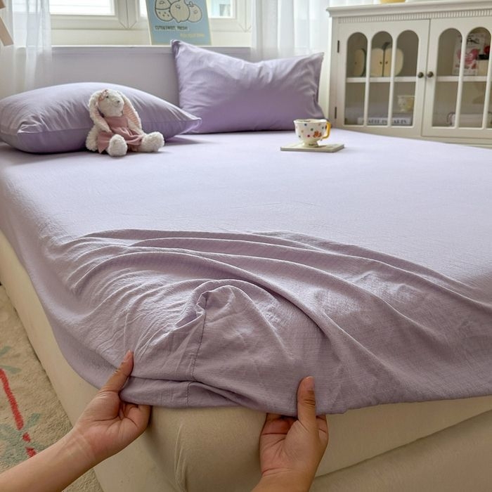 Set posteljine od dvostruko guste gaze – tri komada, od ice silk, twill tkanina, bojenje vlaknima, ekološki prihvatljivo bojanje, prugasti uzorak, hotelski stil