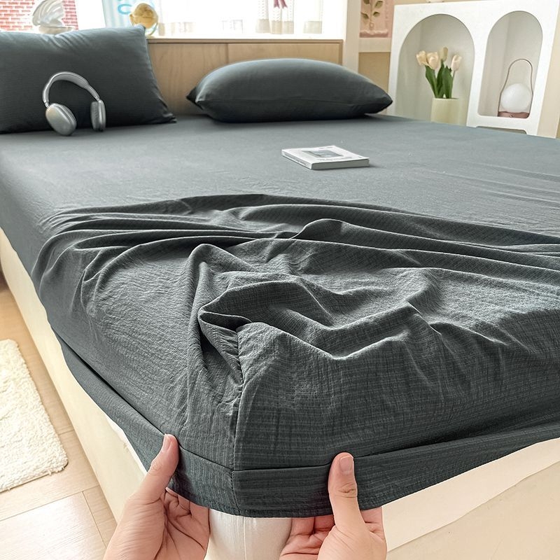Set posteljine od dvostruko guste gaze – tri komada, od ice silk, twill tkanina, bojenje vlaknima, ekološki prihvatljivo bojanje, prugasti uzorak, hotelski stil
