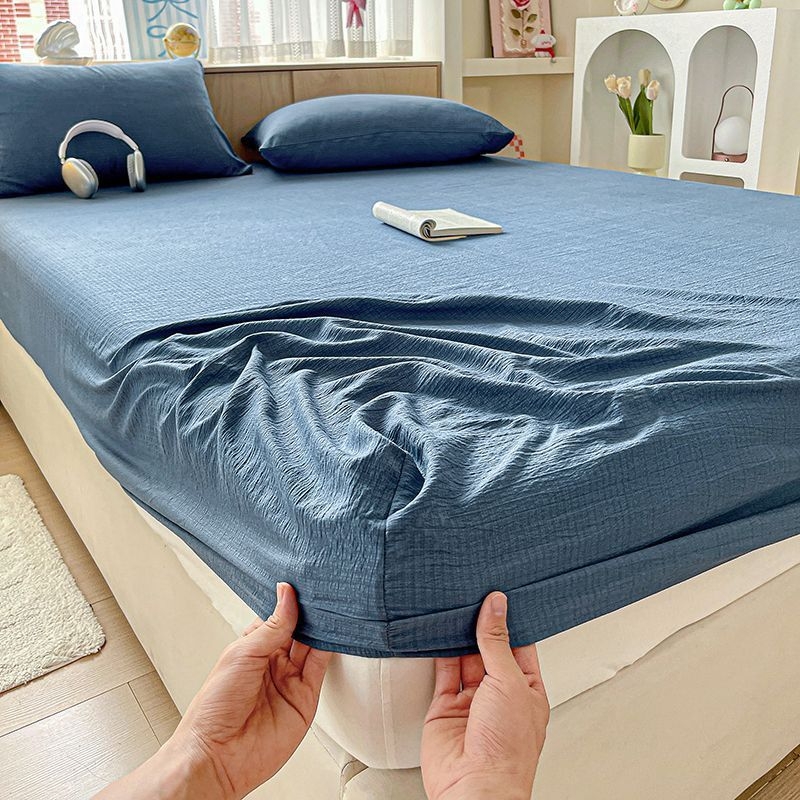 Set posteljine od dvostruko guste gaze – tri komada, od ice silk, twill tkanina, bojenje vlaknima, ekološki prihvatljivo bojanje, prugasti uzorak, hotelski stil