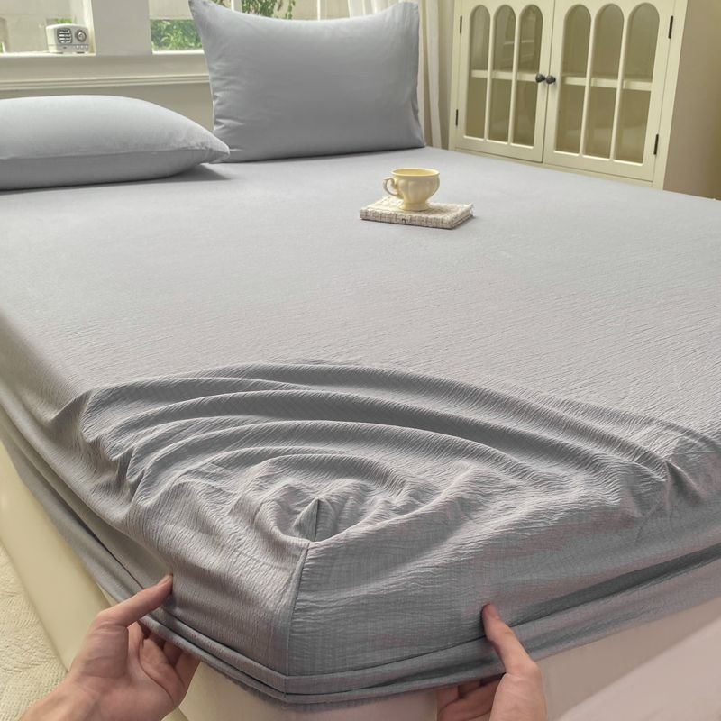 Set posteljine od dvostruko guste gaze – tri komada, od ice silk, twill tkanina, bojenje vlaknima, ekološki prihvatljivo bojanje, prugasti uzorak, hotelski stil