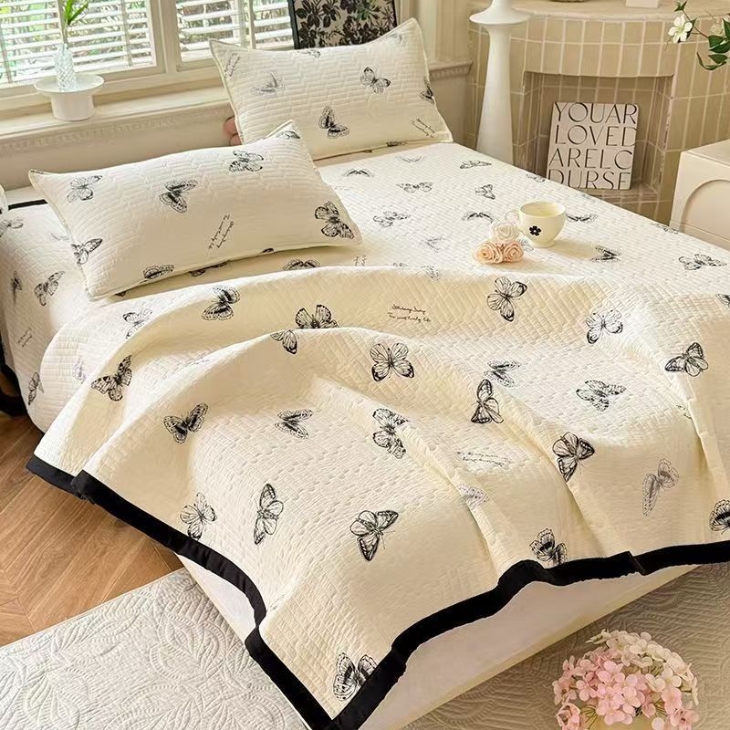 Trodjelni set pokrivača za krevet, dvostrani, za tatami madrac, prugasti, twill, poliester