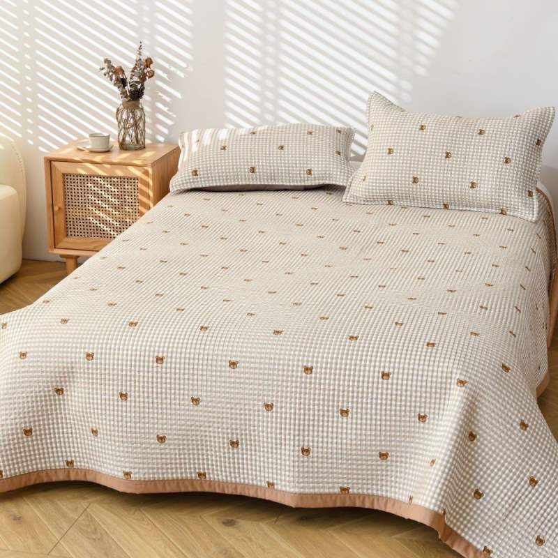 Trodjelni set pokrivača za krevet, dvostrani, za tatami madrac, prugasti, twill, poliester
