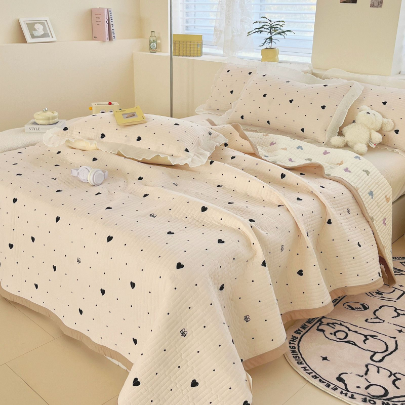 Trodjelni set pokrivača za krevet, dvostrani, za tatami madrac, prugasti, twill, poliester