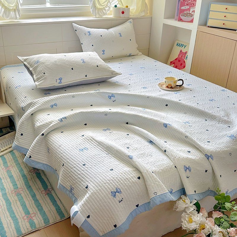Trodjelni set pokrivača za krevet, dvostrani, za tatami madrac, prugasti, twill, poliester