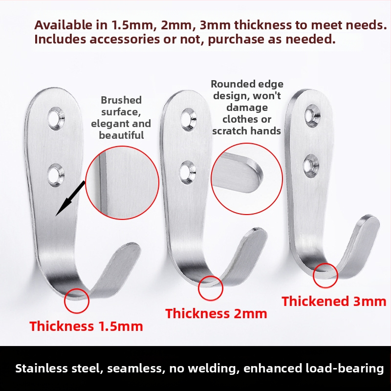 Vešiak na kabát, hrubá nehrdzavejúca oceľ, jednoduchý háčik, model 1179, povrchová úprava: drôtový ťah, do kúpeľne