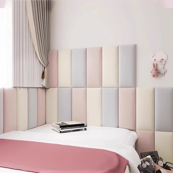 PU bőrből készült puha falpanel a fejtámlához, falra szerelhető ütközésgátló párna