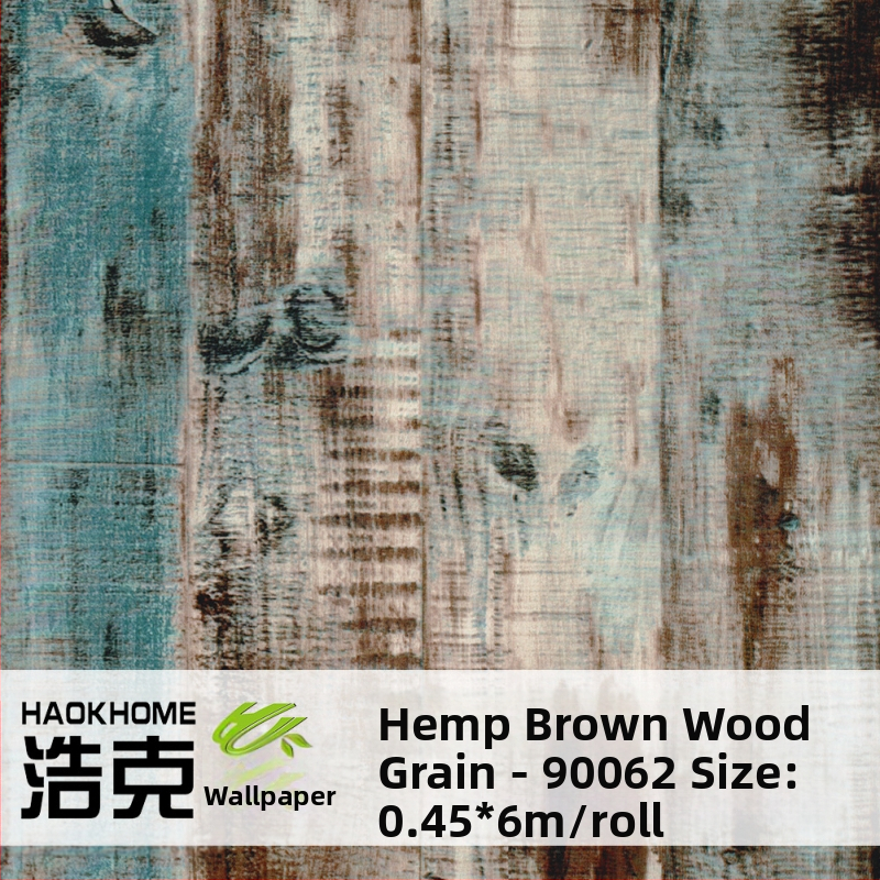 HAOKHOME/Hulk pašlīmējamā PVC tapete ar koka graudu tekstūru, retro stils, trīslāņu konstrukcija