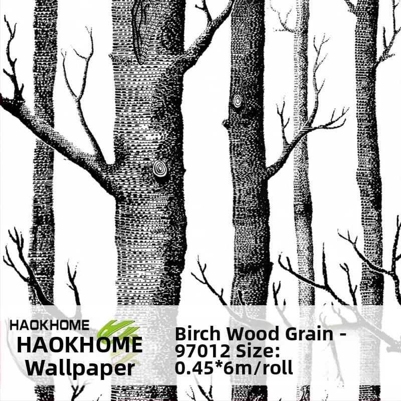 HAOKHOME/Hulk pašlīmējamā PVC tapete ar koka graudu tekstūru, retro stils, trīslāņu konstrukcija