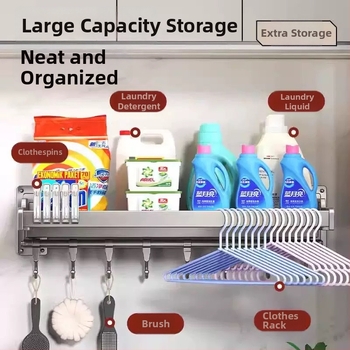 Veļas mašīnas uzglabāšanas plaukts, vienlīmeņa, 10 kg slodze, moderns minimālisma stils, jauns 2024. modelis