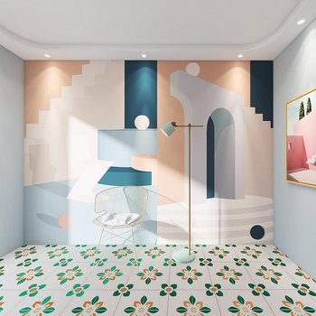 Sienas tapete ar ģeometrisku rakstu, daudzslāņaina, zīda materiāls, ūdensizturīgs, premium klases