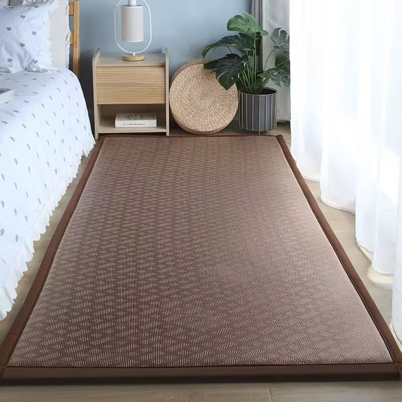 Tatami stil prostirka od slame, kvadratnog oblika, prugastog uzorka, ručno pletena, čišćenje brisanjem; pogodna za radnu sobu, balkon i ostale prostore