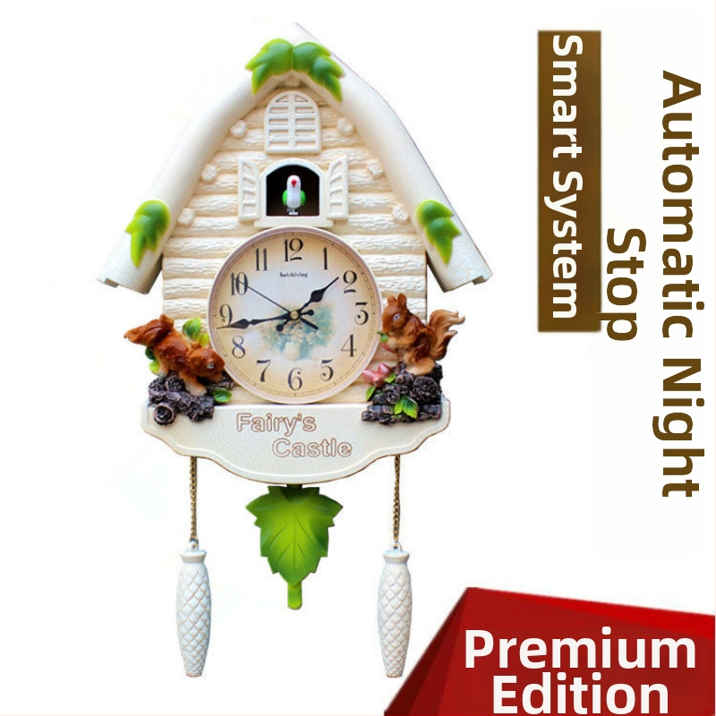 Karikatūras stila sienas pulkstenis ar Eiropas stila dizainu dzīvojamā istabā, ar lecamu sekundes kustību, ar bateriju darbību, safīra korpuss un kvarca stikla ciparnīca