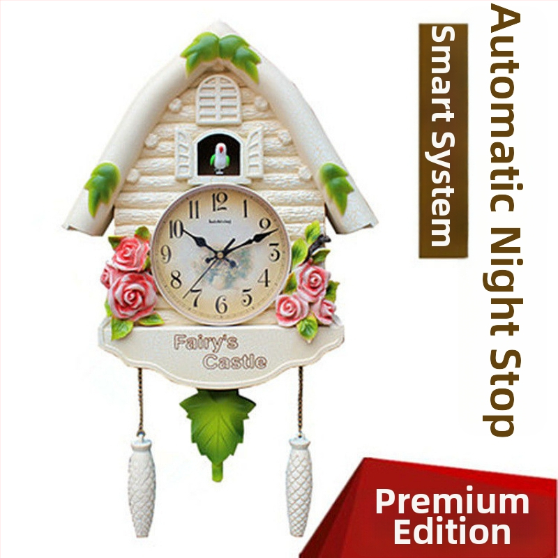 Karikatūras stila sienas pulkstenis ar Eiropas stila dizainu dzīvojamā istabā, ar lecamu sekundes kustību, ar bateriju darbību, safīra korpuss un kvarca stikla ciparnīca