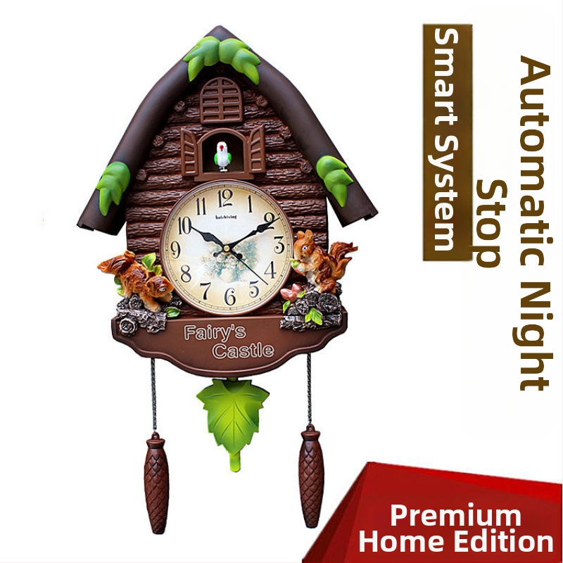 Karikatūras stila sienas pulkstenis ar Eiropas stila dizainu dzīvojamā istabā, ar lecamu sekundes kustību, ar bateriju darbību, safīra korpuss un kvarca stikla ciparnīca