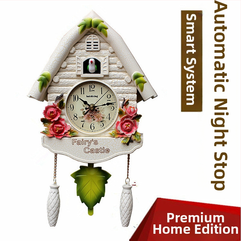 Karikatūras stila sienas pulkstenis ar Eiropas stila dizainu dzīvojamā istabā, ar lecamu sekundes kustību, ar bateriju darbību, safīra korpuss un kvarca stikla ciparnīca