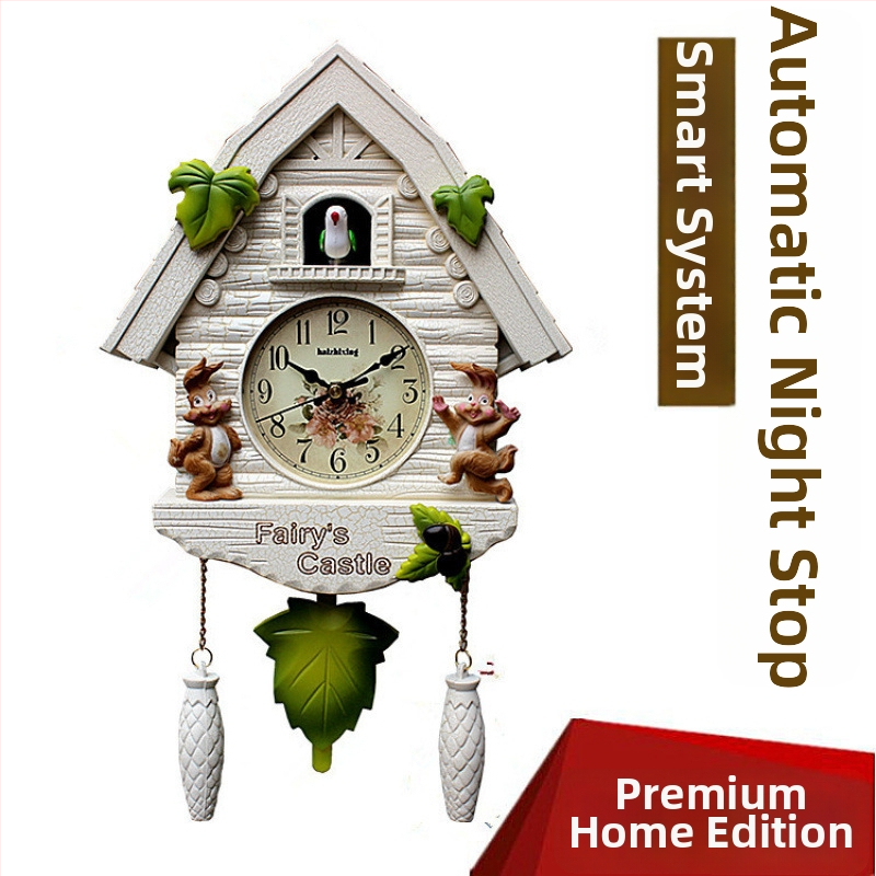 Karikatūras stila sienas pulkstenis ar Eiropas stila dizainu dzīvojamā istabā, ar lecamu sekundes kustību, ar bateriju darbību, safīra korpuss un kvarca stikla ciparnīca