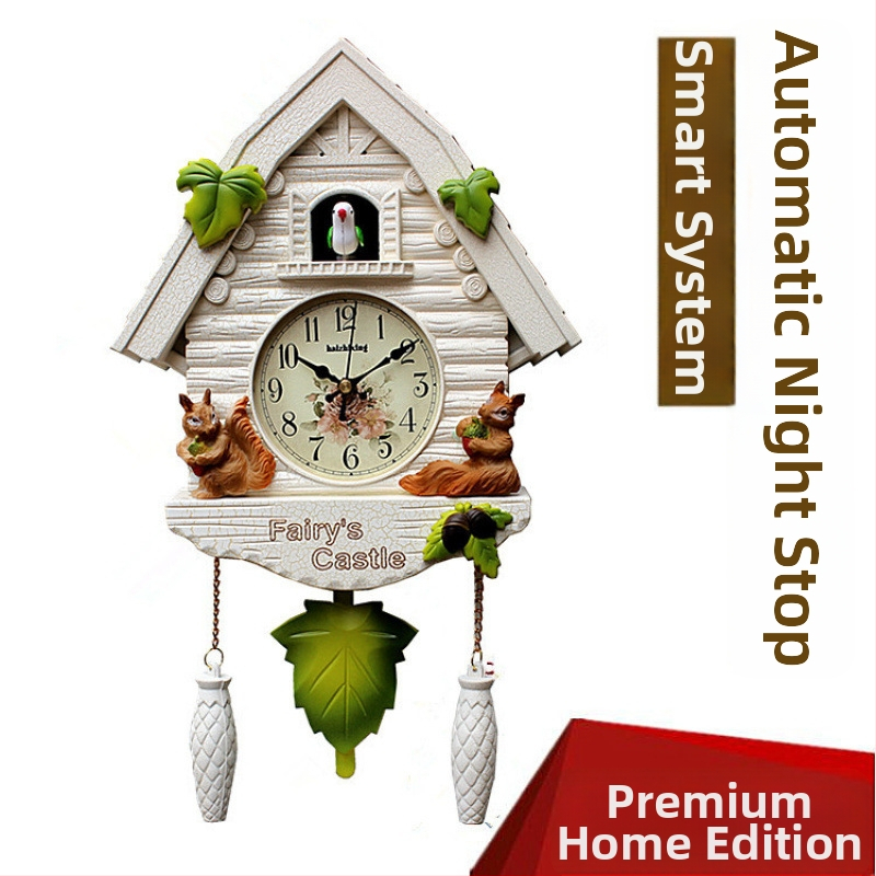 Karikatūras stila sienas pulkstenis ar Eiropas stila dizainu dzīvojamā istabā, ar lecamu sekundes kustību, ar bateriju darbību, safīra korpuss un kvarca stikla ciparnīca