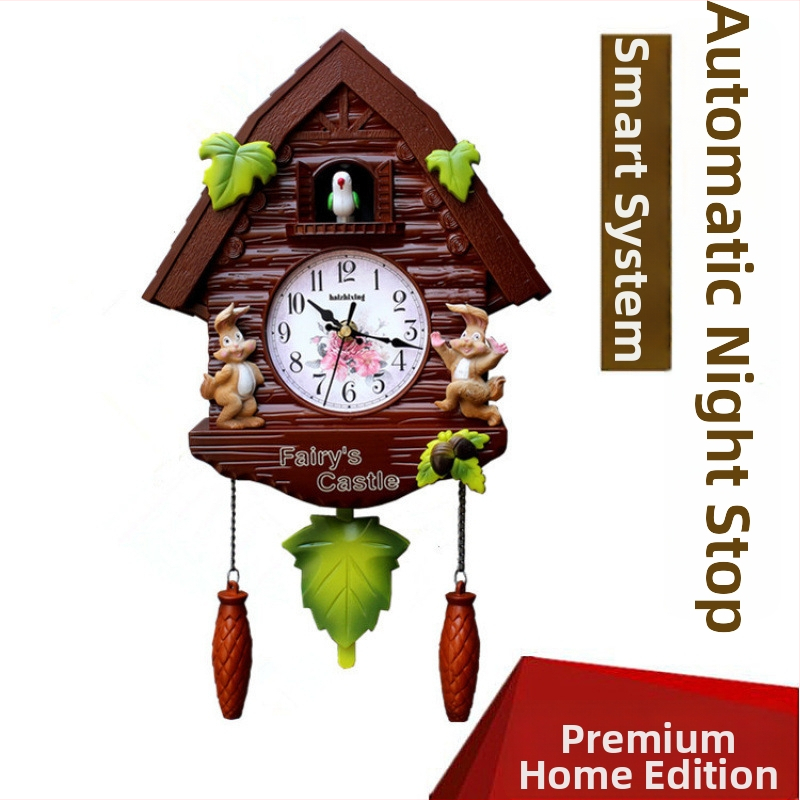 Karikatūras stila sienas pulkstenis ar Eiropas stila dizainu dzīvojamā istabā, ar lecamu sekundes kustību, ar bateriju darbību, safīra korpuss un kvarca stikla ciparnīca