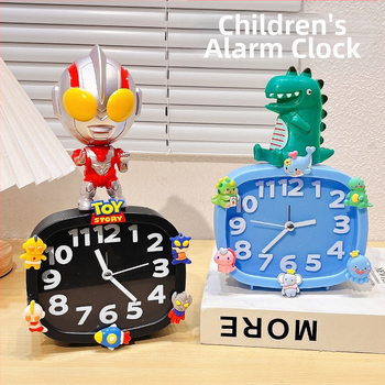 Bērniem paredzēts galda pulkstenis – karikatūru stilā, ar baterijām, izturīgs pret kritieniem (plastmasas korpuss, plastmasas cifernis)