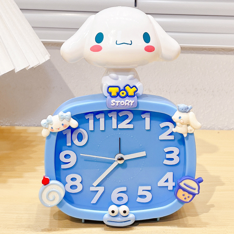 Bērniem paredzēts galda pulkstenis – karikatūru stilā, ar baterijām, izturīgs pret kritieniem (plastmasas korpuss, plastmasas cifernis)