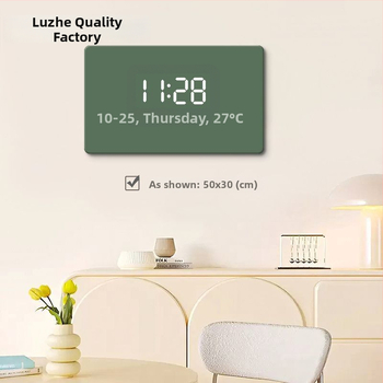 Taisnstūra sienas pulkstenis ar digitālo displeju, LED atmosfēras apgaismojumu, ārēja barošana un lecējošu sekundes kustību