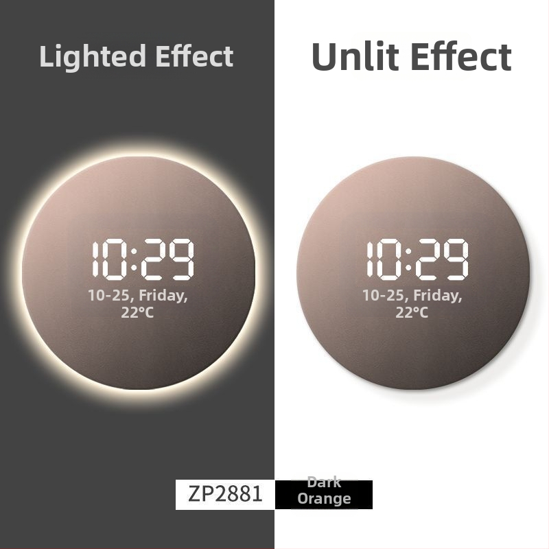 Taisnstūra sienas pulkstenis ar digitālo displeju, LED atmosfēras apgaismojumu, ārēja barošana un lecējošu sekundes kustību
