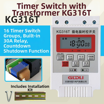 Kg316T mikrokontroles laika vadības slēdzis ielu apgaismojumam — 220V, ārējais barošanas avots, displejs ar indikatoru un cipariem, automātiska izslēgšana