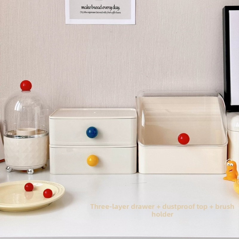 Beichuan Kosmētikas uzglabāšanas kastīte galda virsmai — atvilnes tips, saliekams, putekļu izturīgs, plastmasas korpuss, ar atveramu vāku