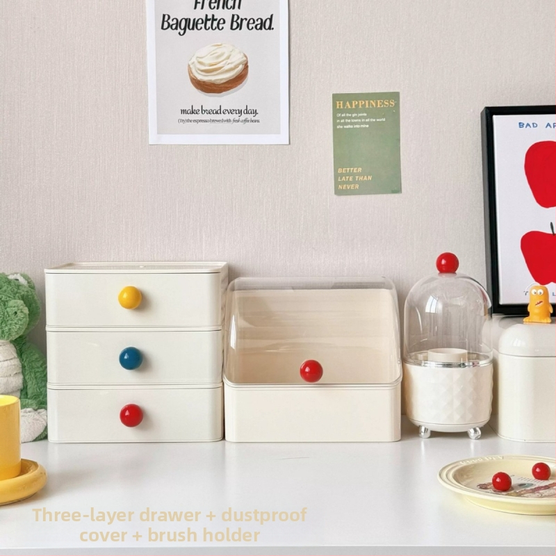 Beichuan Kosmētikas uzglabāšanas kastīte galda virsmai — atvilnes tips, saliekams, putekļu izturīgs, plastmasas korpuss, ar atveramu vāku