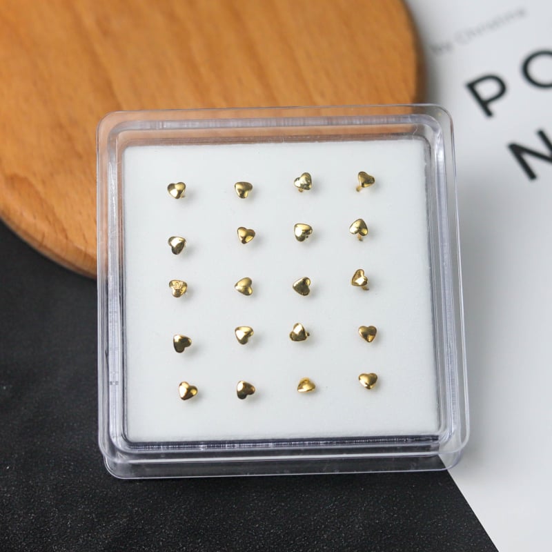 Κοσμήματα μύτης – Χειροποίητα, σκουλαρίκια και δαχτυλίδια με σχήμα καρδιάς, λευκοί κρύσταλλοι, σειρά Πριγκίπισσα