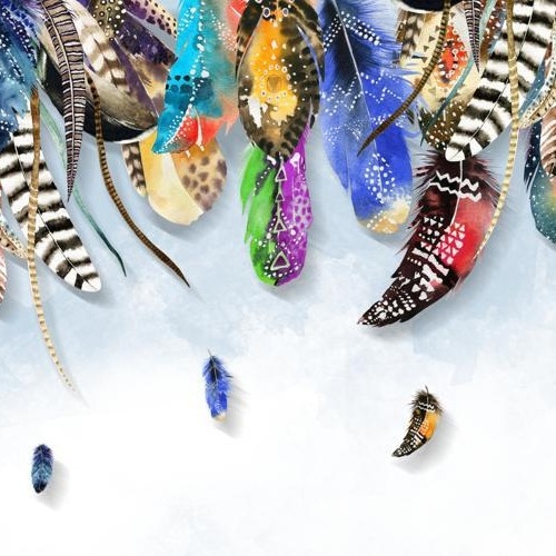 Ziemeļniecisks zīda sienas muralis, netīrumu izturīgs, 3 līmeņu kompozīcija, sienas audums