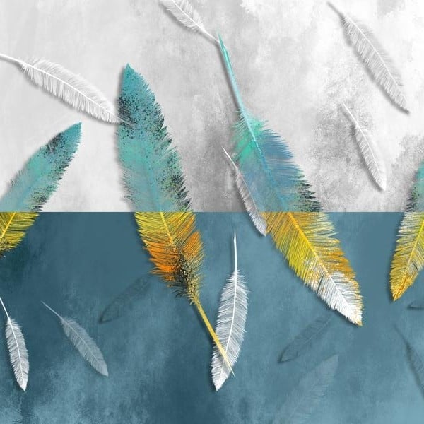 Ziemeļniecisks zīda sienas muralis, netīrumu izturīgs, 3 līmeņu kompozīcija, sienas audums