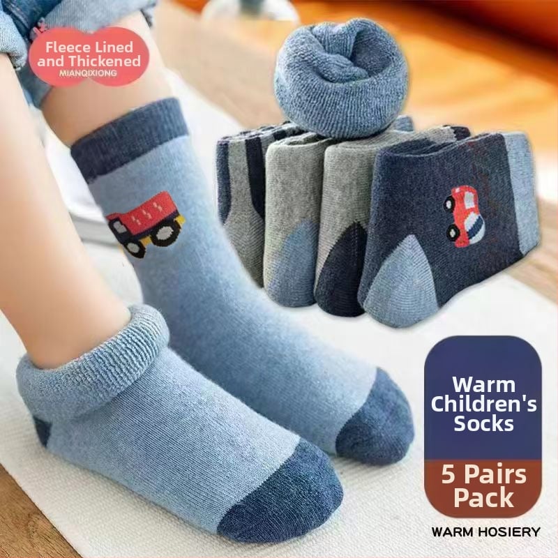 Детски зимни чорапи, дебели с флисов вътрешен слой, средна височина, унисекс, 65% полиестер