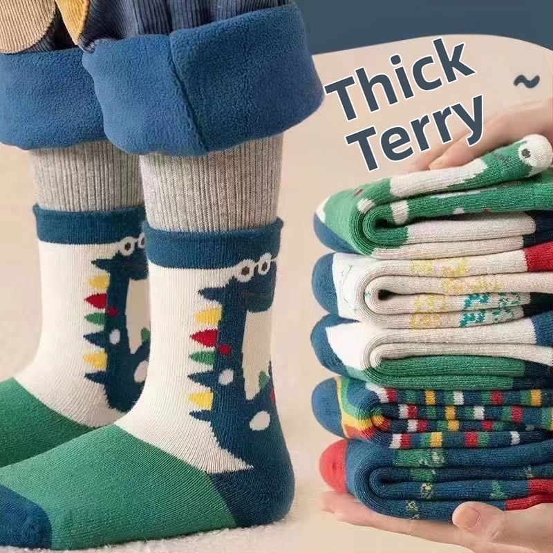 Детски зимни чорапи, дебели с флисов вътрешен слой, средна височина, унисекс, 65% полиестер
