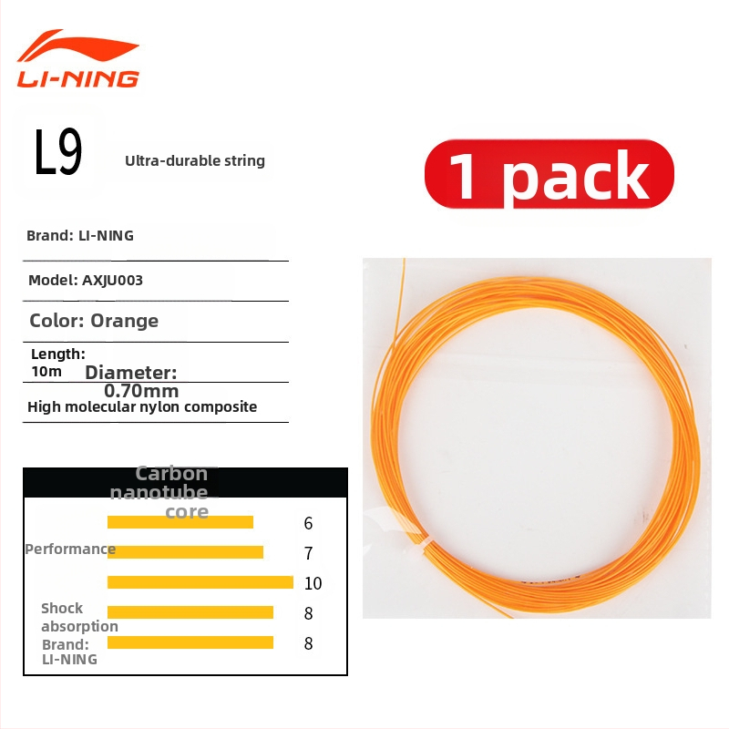 Li Ning badmintona raketes trosīte – neilona šķiedra, augsta elastība, izturība