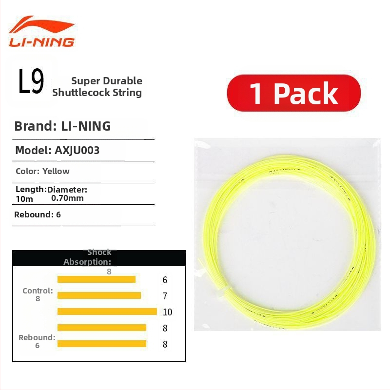 Li Ning badmintona raketes trosīte – neilona šķiedra, augsta elastība, izturība