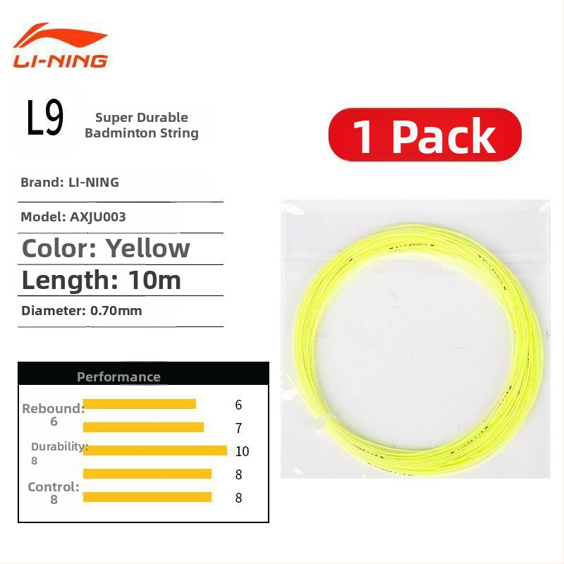 Li Ning badmintona raketes trosīte – neilona šķiedra, augsta elastība, izturība