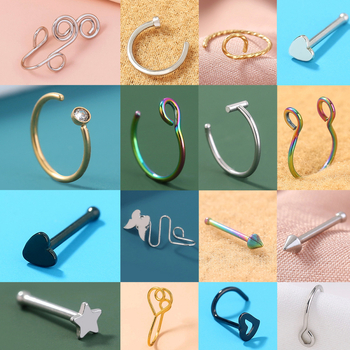 Δαχτυλίδι μύτης - Ανοξείδωτο ατσάλι, ηλεκτροπλατίωση, γεωμετρικός σχεδιασμός, Unisex