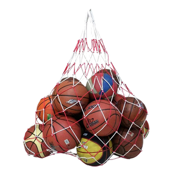 Tinklelio kamuolių laikymo krepšys; talpa iki 12 kamuolių; medžiaga: polipropilenas, poliesteris, polietilenas; užsakomoji gamyba galima; prekės ženklas Huihua; tinkamas krepšiniui ir lauko sportui.