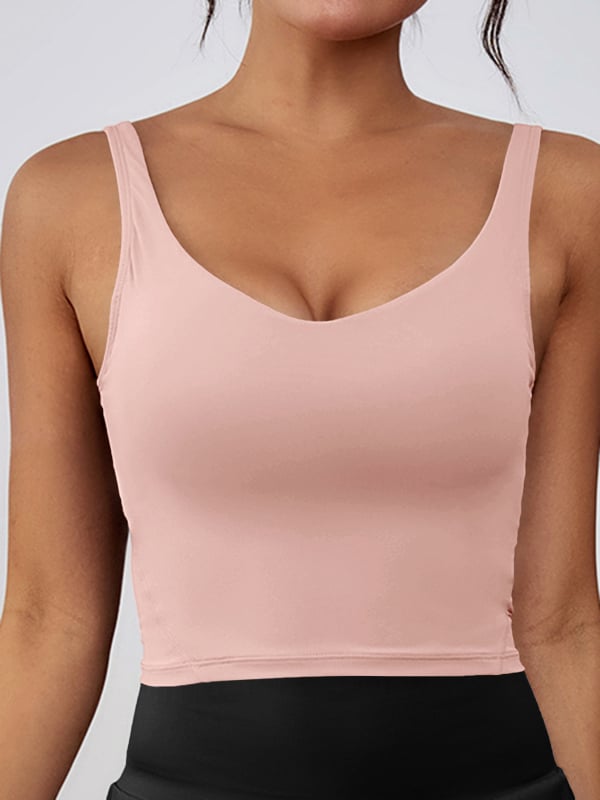 Sporta krūšturis skrējienam un jogai, bez stieplēm, ar noņemamiem pildījumiem, platām plecu siksnām, īss griezums, materiāls: neilons (poliamīds)