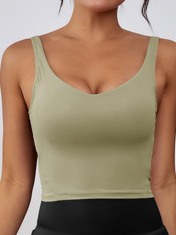 Sporta krūšturis skrējienam un jogai, bez stieplēm, ar noņemamiem pildījumiem, platām plecu siksnām, īss griezums, materiāls: neilons (poliamīds)