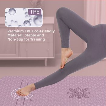 TPE jogas paklājs iesācējiem, 8 mm biezums, pretslīdošs, bez smaržas, ar āsānu vadlīnijām.