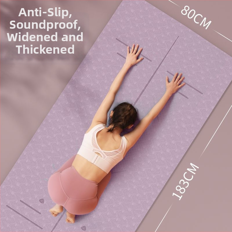 TPE jogas paklājs iesācējiem, 8 mm biezums, pretslīdošs, bez smaržas, ar āsānu vadlīnijām.