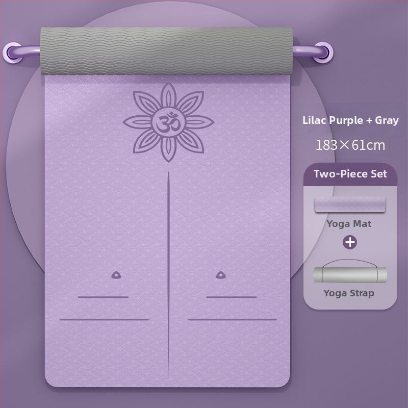 TPE jogas paklājs iesācējiem, 8 mm biezums, pretslīdošs, bez smaržas, ar āsānu vadlīnijām.