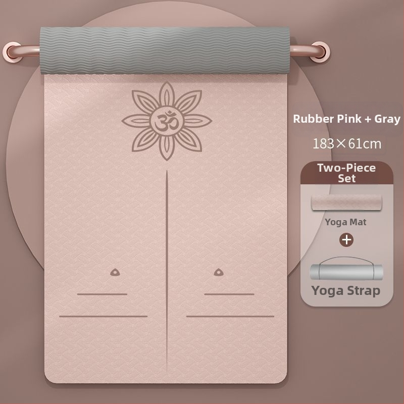 TPE jogas paklājs iesācējiem, 8 mm biezums, pretslīdošs, bez smaržas, ar āsānu vadlīnijām.